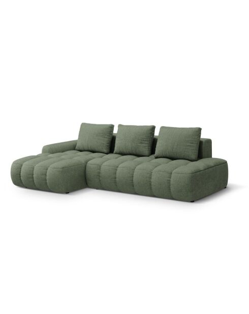 Divano angolare destro trasformabile con contenitore 3 posti verde oliva scuro - 275x142x84 cm