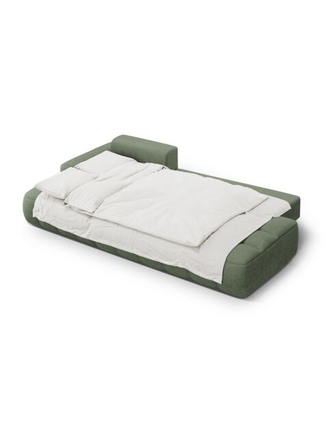 Divano angolare destro trasformabile con contenitore 3 posti verde oliva scuro - 275x142x84 cm