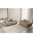 Lichtbeige fluwelen 2-zitsbank - 175x100x84 cm