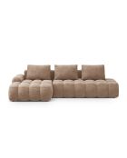 Wandelbares rechtes Ecksofa aus Samt mit 3-Sitzer-Staubox, dunkelbeige — 275 x 142 x 84 cm