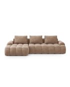 Omvormbare fluwelen hoekbank met 3-zits opbergbox donkerbeige - 275x142x84 cm