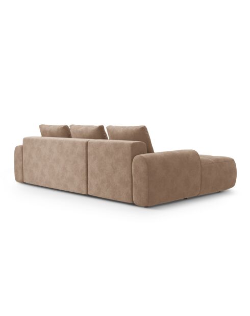 Omvormbare fluwelen hoekbank met 3-zits opbergbox donkerbeige - 275x142x84 cm