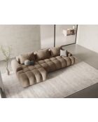 Omvormbare fluwelen hoekbank met 3-zits opbergbox donkerbeige - 275x142x84 cm