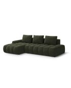 Omvormbare fluwelen hoekbank met groene 3-zits opbergbox - 275x142x84 cm