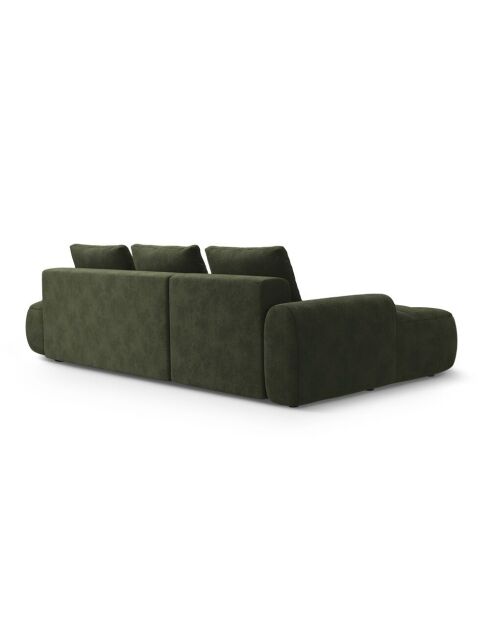 Omvormbare fluwelen hoekbank met groene 3-zits opbergbox - 275x142x84 cm