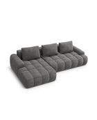 Wandelbares linkes Ecksofa aus Samt mit Stauraum für 3 Sitze, grau - 275x142x84 cm