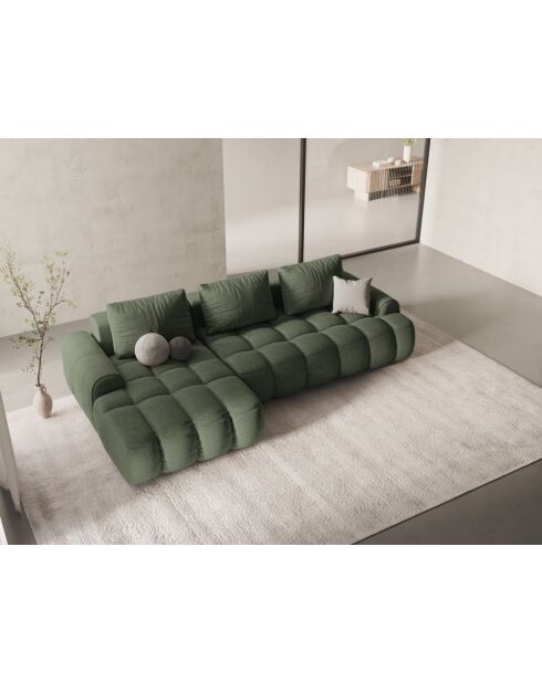 Umbaubares linkes Ecksofa mit Stauraum für 3 Sitze, dunkelolivgrün - 275x142x84 cm