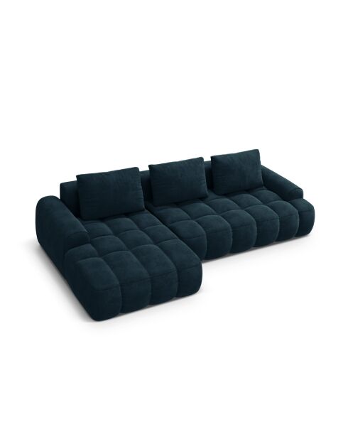Wandelbares rechtes Ecksofa aus Samt mit Stauraum für 3 Sitze, tiefblau — 275 x 142 x 84 cm