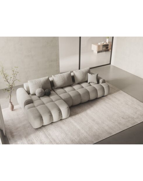 Omvormbare linkerhoekbank met opbergbox 3 zitplaatsen beige - 275x142x84 cm