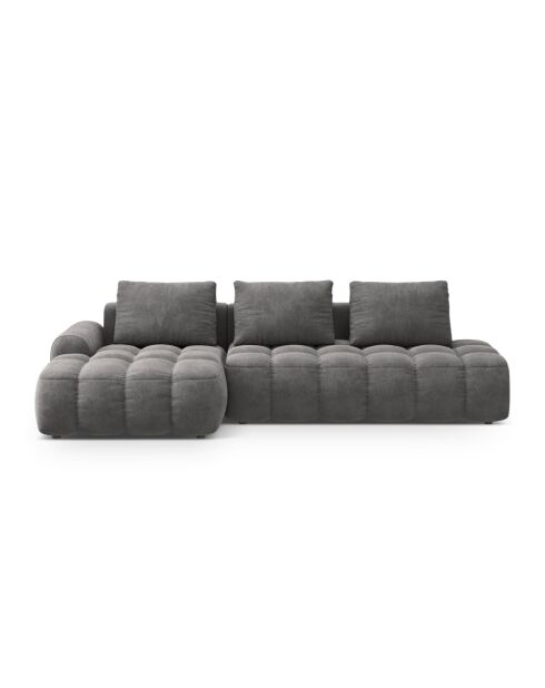 Wandelbares rechtes Ecksofa aus Samt mit Stauraum für 3 Sitze grau - 275x142x84 cm