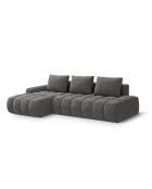 Wandelbares rechtes Ecksofa aus Samt mit Stauraum für 3 Sitze grau - 275x142x84 cm