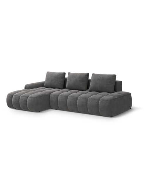 Wandelbares rechtes Ecksofa aus Samt mit Stauraum für 3 Sitze grau - 275x142x84 cm