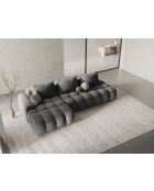 Wandelbares rechtes Ecksofa aus Samt mit Stauraum für 3 Sitze grau - 275x142x84 cm