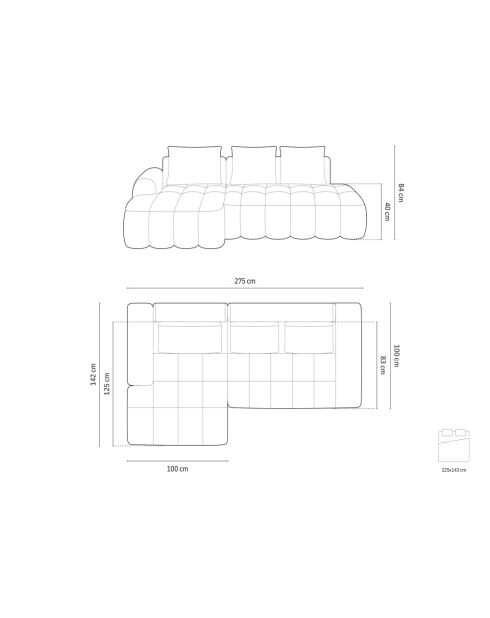Umbaubares linkes Ecksofa mit Stauraum 3 Sitze grau - 275x142x84 cm