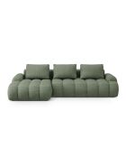 Divano angolare destro trasformabile con contenitore 3 posti verde oliva scuro - 275x142x84 cm