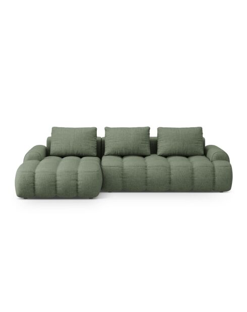 Divano angolare destro trasformabile con contenitore 3 posti verde oliva scuro - 275x142x84 cm