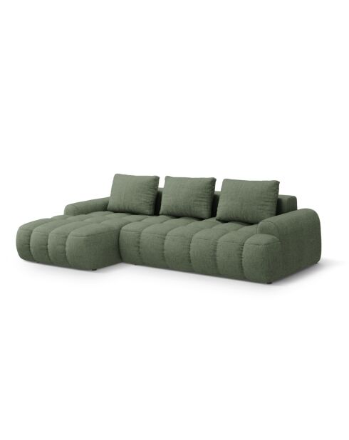 Divano angolare destro trasformabile con contenitore 3 posti verde oliva scuro - 275x142x84 cm