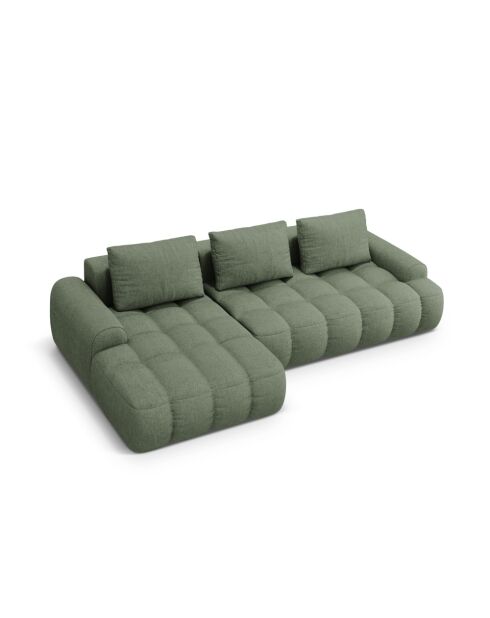 Divano angolare destro trasformabile con contenitore 3 posti verde oliva scuro - 275x142x84 cm