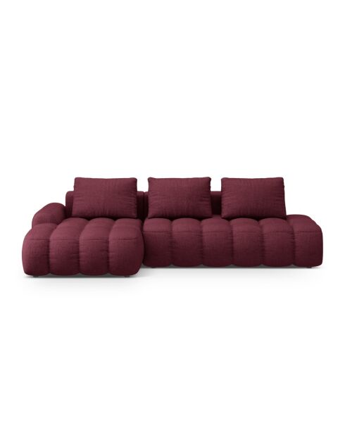 Canapé d'angle droit convertible avec coffre de rangement 3 places bordeaux - 275x142x84 cm