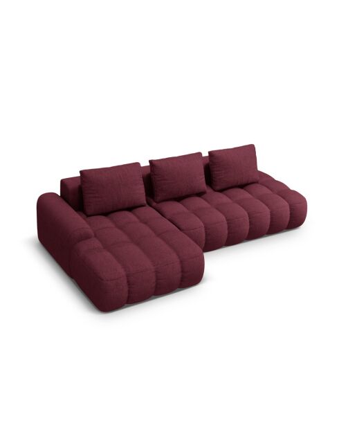 Canapé d'angle droit convertible avec coffre de rangement 3 places bordeaux - 275x142x84 cm