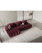 Canapé d'angle droit convertible avec coffre de rangement 3 places bordeaux - 275x142x84 cm