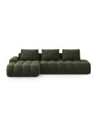 Divano angolare sinistro trasformabile in velluto con contenitore verde a 3 posti - 275x142x84 cm