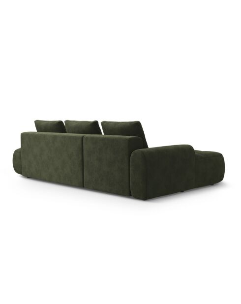 Divano angolare sinistro trasformabile in velluto con contenitore verde a 3 posti - 275x142x84 cm