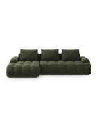 Omvormbare fluwelen hoekbank met groene 3-zits opbergbox - 275x142x84 cm
