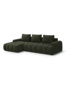 Omvormbare fluwelen hoekbank met groene 3-zits opbergbox - 275x142x84 cm