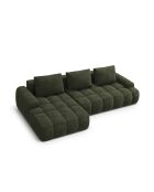 Omvormbare fluwelen hoekbank met groene 3-zits opbergbox - 275x142x84 cm