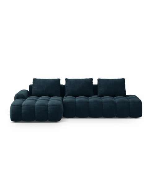 Wandelbares linkes Ecksofa aus Samt mit Stauraum für 3 Sitze, dunkelblau — 275 x 142 x 84 cm