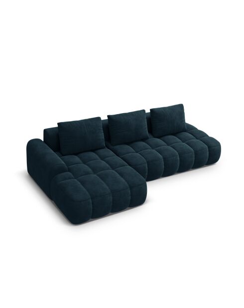 Wandelbares linkes Ecksofa aus Samt mit Stauraum für 3 Sitze, dunkelblau — 275 x 142 x 84 cm