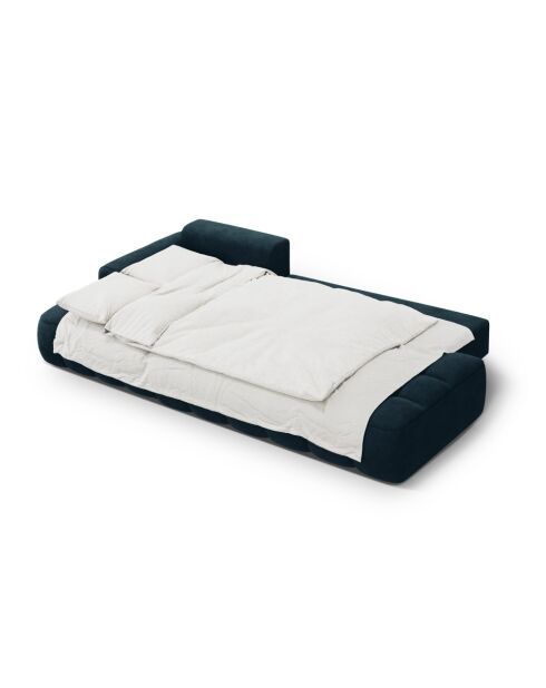 Wandelbares linkes Ecksofa aus Samt mit Stauraum für 3 Sitze, dunkelblau — 275 x 142 x 84 cm