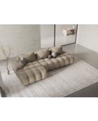 Wandelbares linkes Ecksofa aus Samt mit 3-Sitzer-Stauraum, hellbeige — 275 x 142 x 84 cm