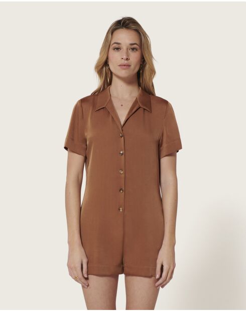 Bruine jumpsuit Rita