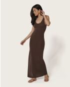 Meryl Coffee Latte lange jurk