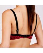 Push-Up Tristan badpaktop met roze/zwarte stippen