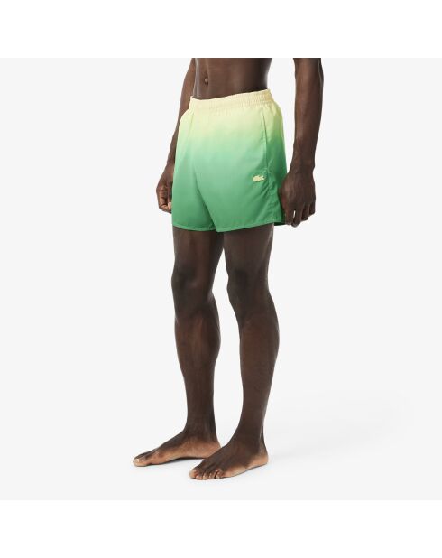 Calathea/gelbe kurze Badeshorts mit Farbverlauf