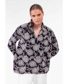 Lyse zwart/beige katoenen blouse