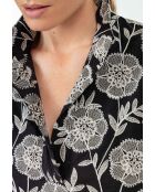 Lyse zwart/beige katoenen blouse