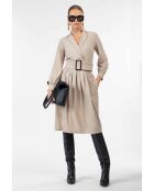 Beiges Kleid Soline mit Gürtel