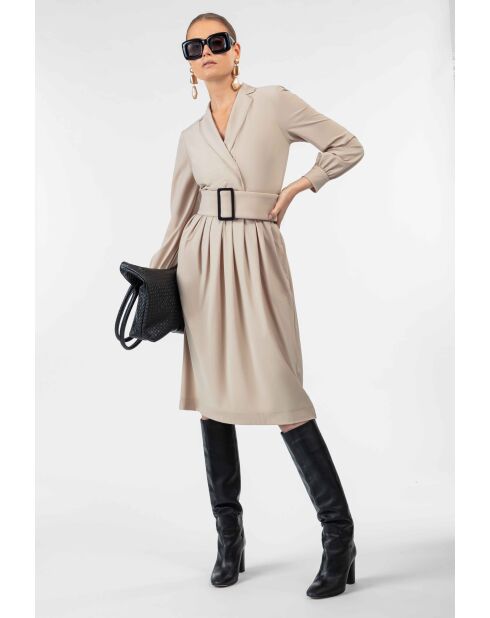 Robe avec ceinture Soline beige
