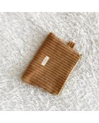 Beigefarbene Schminktasche aus Kord - 20x15 cm