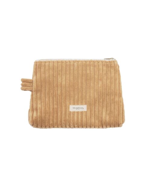 Beigefarbene Schminktasche aus Kord - 20x15 cm