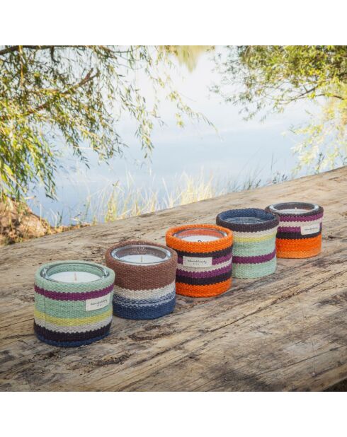 Duftkerze, ca. 40 Stunden haltbar, mit orangefarbener Baumwollbeschichtung — H8 — ø 9 cm