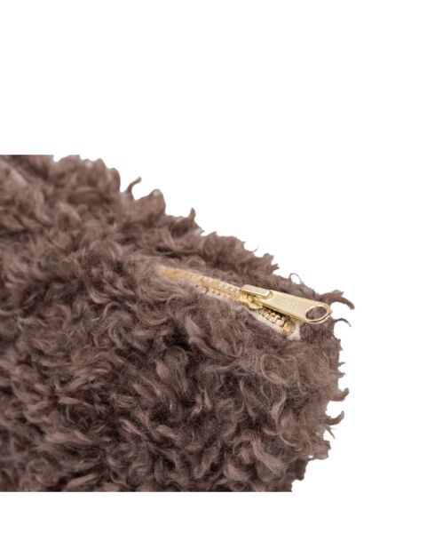 Pochette en fausse fourrure marron - 21x18 cm