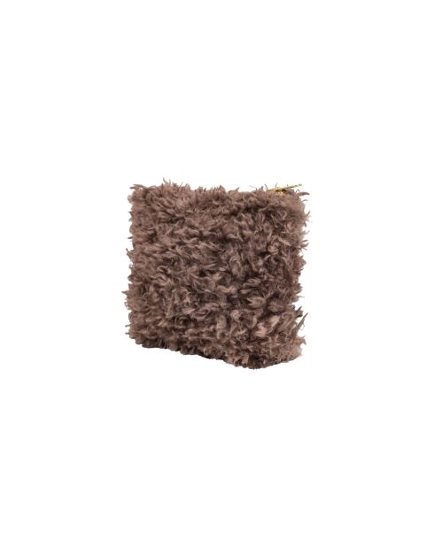Pochette en fausse fourrure marron - 21x18 cm