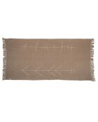 Leinenplaid mit Mokka-Indianermuster - 130x230 cm