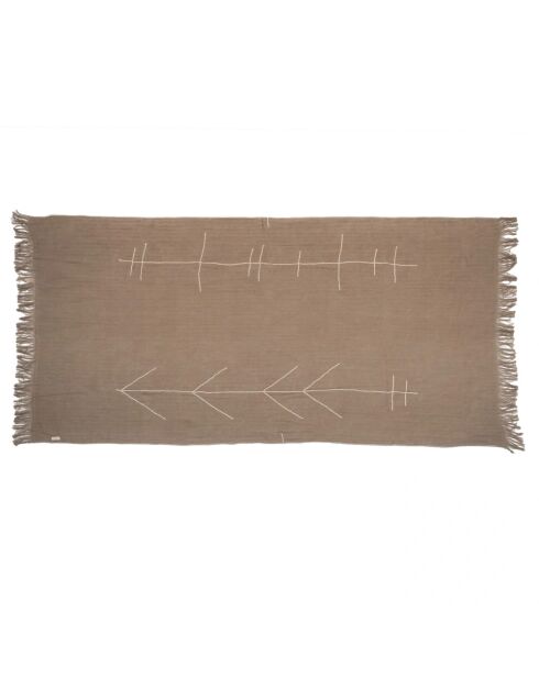 Leinenplaid mit Mokka-Indianermuster - 130x230 cm
