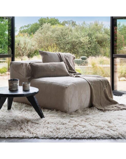 Leinenplaid mit Mokka-Indianermuster - 130x230 cm